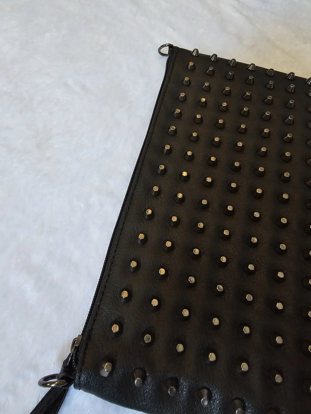 Studded Black Leather Clutch